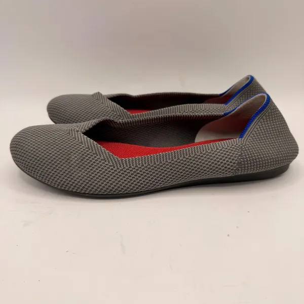 Rothy's The Flat Grey Knit Round Toe Flats Women Size 7 Blue Halo Red Insole - Image 2