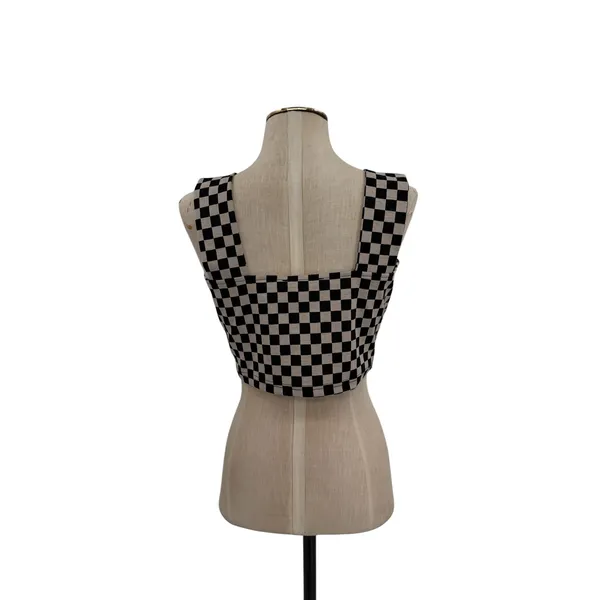 Dressed in Lala Checkerboard Crop Tank Top Black White NWT Size Large‎ - Image 5