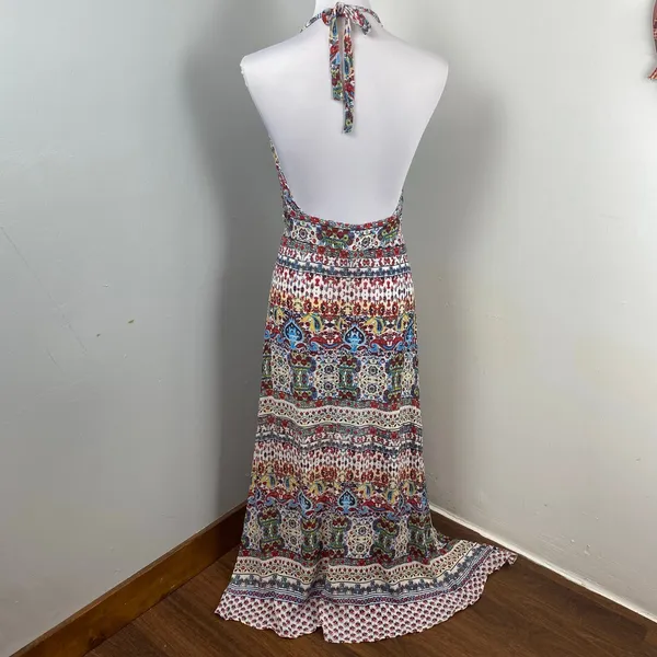 Anthropologie Raga Riviera Vibe Deep V Halter Maxi Dress Medium - Image 8