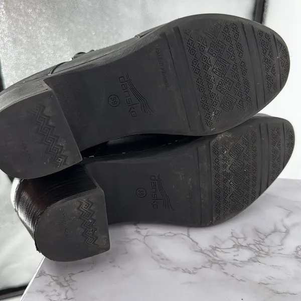 DANSKO Black Leather Hollie Block Heel Closed Toe Clog‎ Sz 39 EU Dance Comfy - Image 5