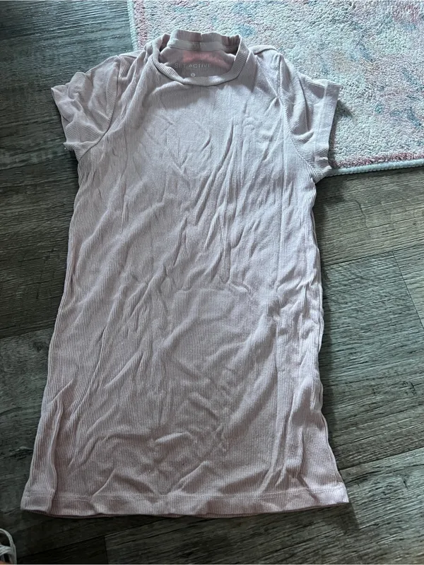 SET ACTIVE Women's Short Sleeve Ribbed Tee in pale pink - Image 5