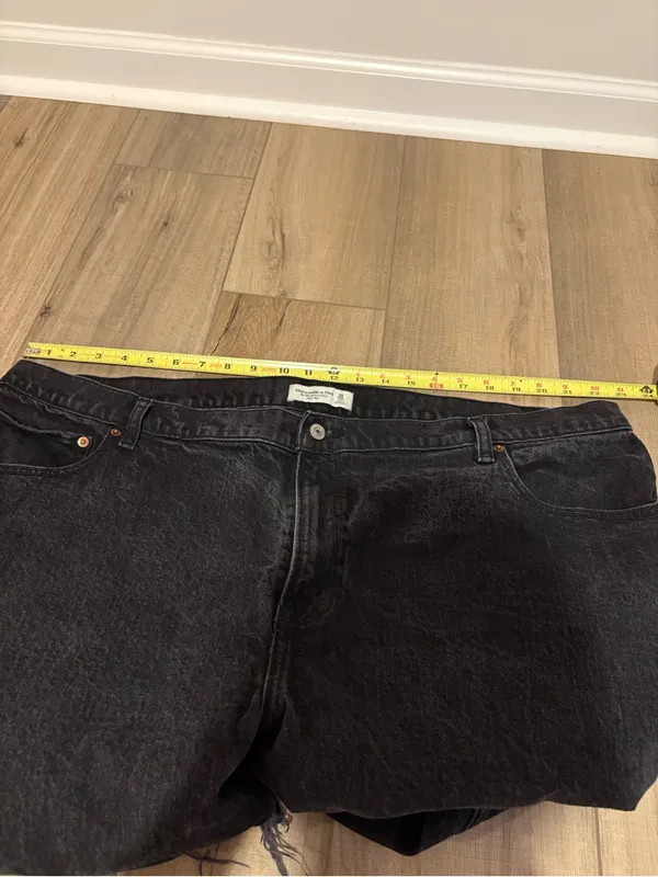 Abercrombie & Fitch High Rise 90’s Relaxed Cropped‎ Jeans raw hem black 36/22R - Image 7