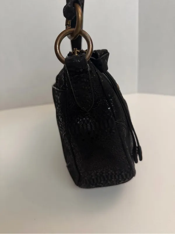 Frye Melissa Purse Crossbody Handbag Convertible Leather Reptile Black Bronze - Image 7