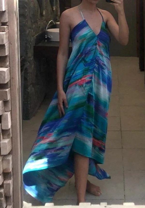 flowy and silky dress Blue Size XS - Image 3