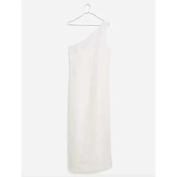 Madewell One Shoulder Midi Dress Linen Blend Lighthouse Minimalist US 4 NWT - Image 4