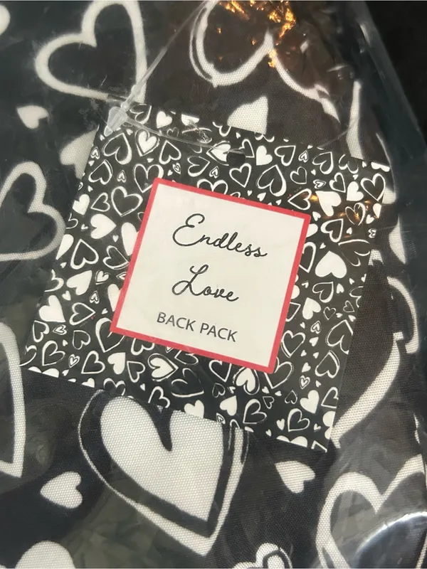 Brighton Endless Love Black & White Heart Print Backpack NWT - Image 3