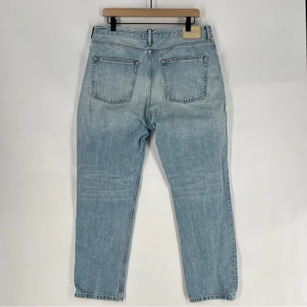 Everlane Cotton Light Blue Denim Button Fly High Rise‎ Straight Ankle Jean - Image 6