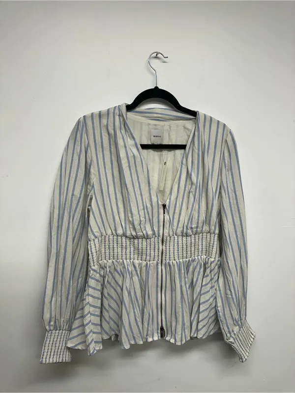Anthropologie Tommie Long-Sleeve Smocked Front-Zip Blouse - Image 4