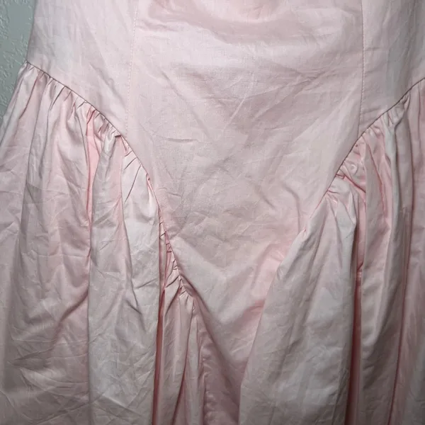 Finesse Pink Cotton Poplin Basque Waist Mini Dress Sleeveless Back Tie Size M - Image 4