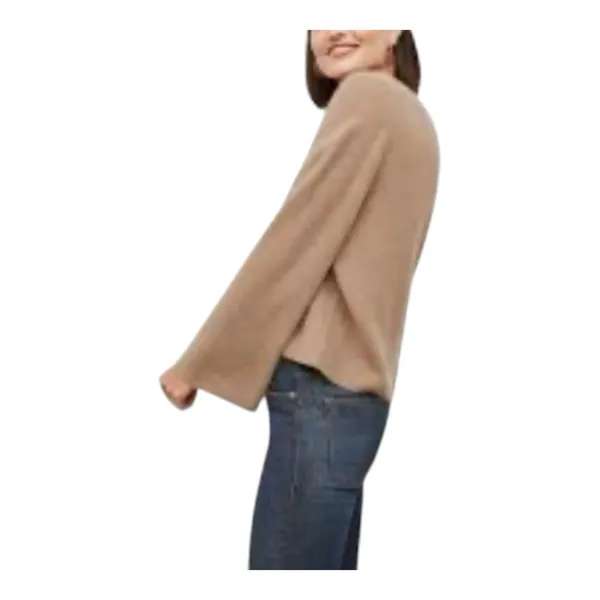 M.M. LaFleur Sophie 100% Cashmere Sweater XL Deep Flax Knit V-Neck Bell Sleeve - Image 2