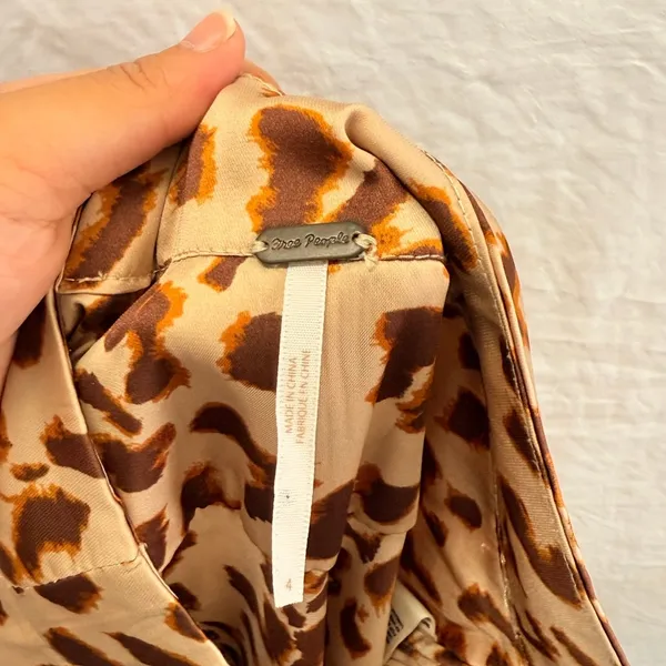 Free People Leopard‎ Print Midi Skirt US 4 Fall Slip Lightweight - Image 7