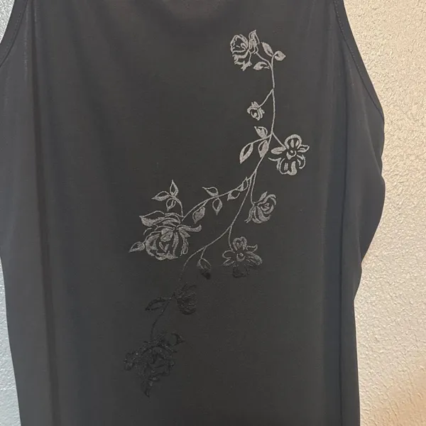 VTG 90s Y2K Black Floral Embroidered Maxi Dress Whimsigoth Fairy Goth Grunge - Image 11