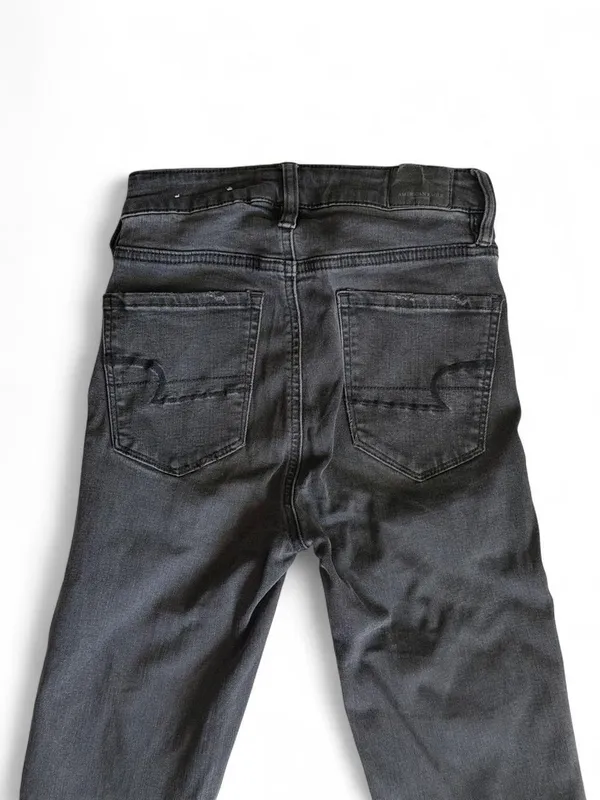 American Eagle Black Ripped Jegging 0L Super Stretch X  - Image 6