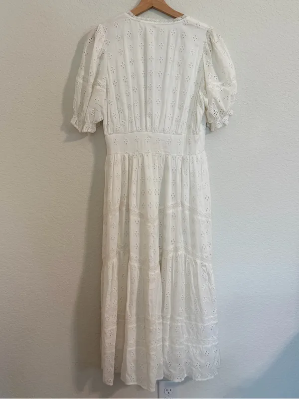 Lovestitch White Eyelet Button-Front Maxi Dress - Image 6
