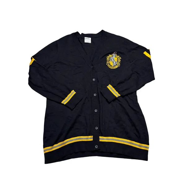 ✨🖤 Harry Potter Hufflepuff Crest‎ Black Button Cardigan Sweater XL 🖤✨ - Image 2