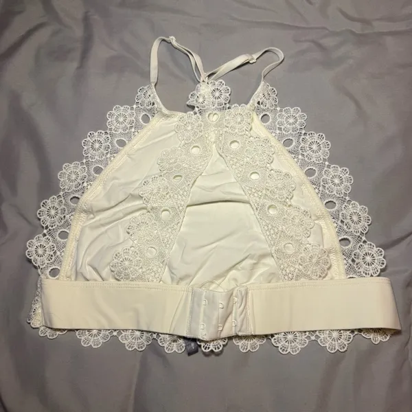 Aerie Highneck Lace White Bralette Medium - Image 3