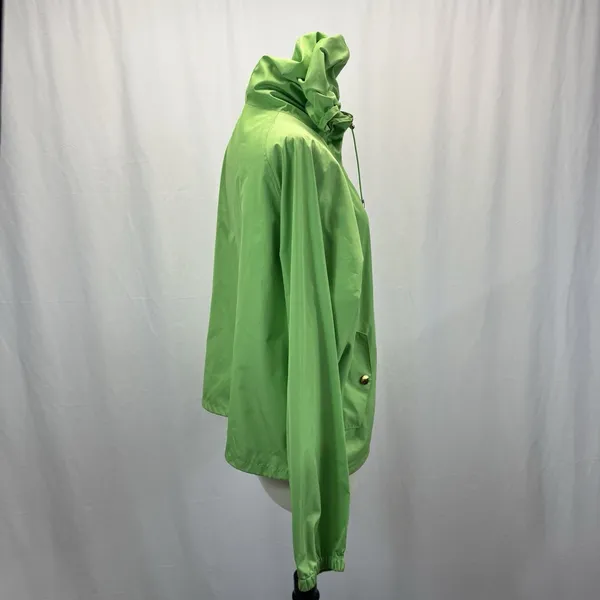 Ralph Lauren Green Jacket Windbreaker Womens L Hooded Lightweight Gold Buttons - Image 3