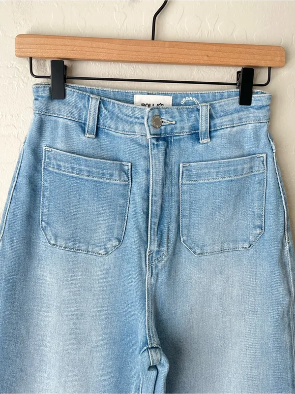 Rolla’s high rise wide leg sailor jeans organic cotton light wash 26 NWOT - Image 8