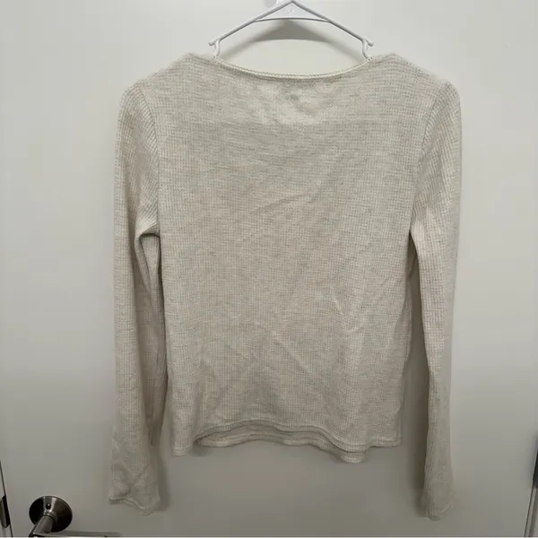 Aerie Cream Waffle Texture Long Sleeve Top - Image 5