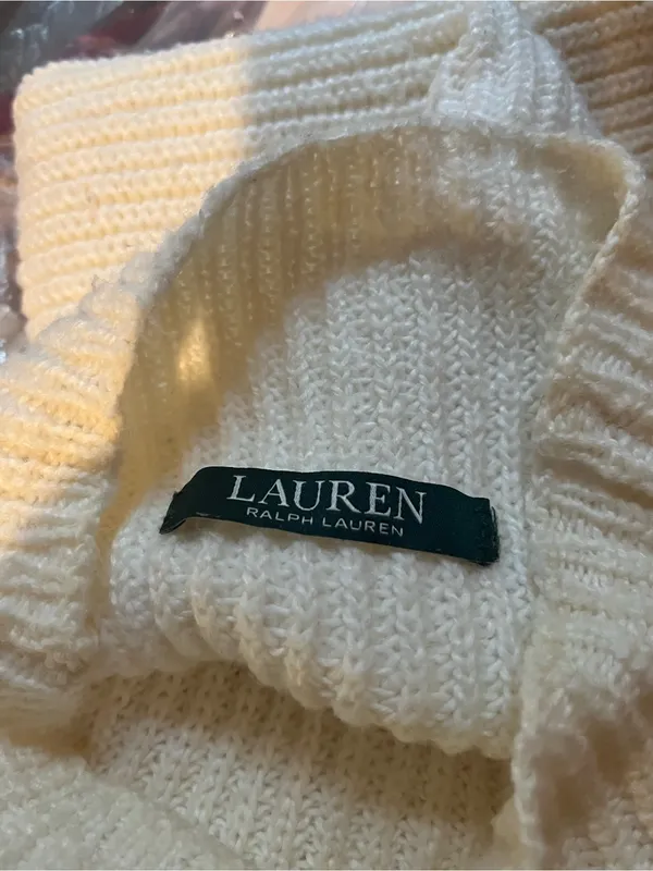 Lauren Ralph Lauren Ivory White Ribbed Sweater Mini Dress Large Quiet Luxury - Image 2