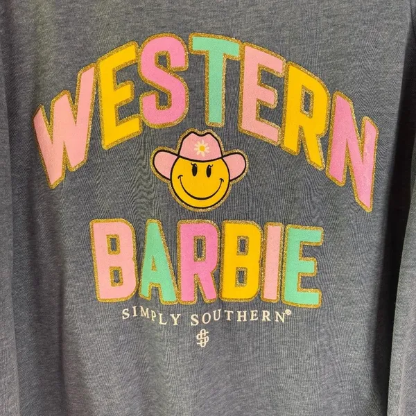 Simply Southern Crewneck Women’s Sweatshirt Western‎ Barbie Size Large - Image 3