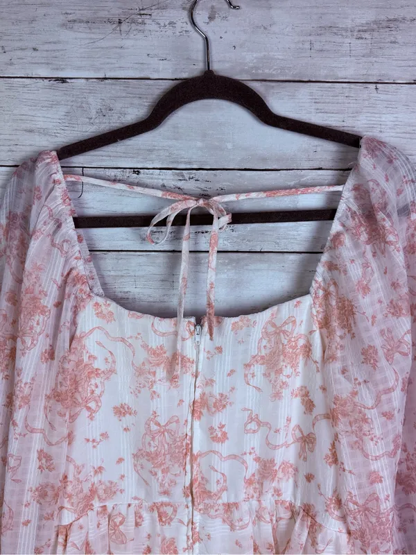 Altar’d State Peach Floral Long Sleeve Mini Dress - Image 4