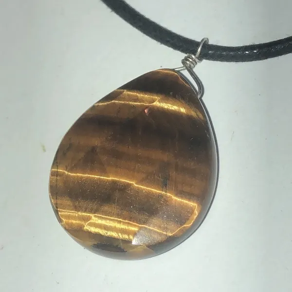 Boho Black Cord & Tigers Eye Stone Boho Pendant Necklace - Image 5