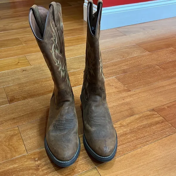 Justin Boots Men's New Stampede Huck Brown Boots 2551 size 9.5D - Image 4