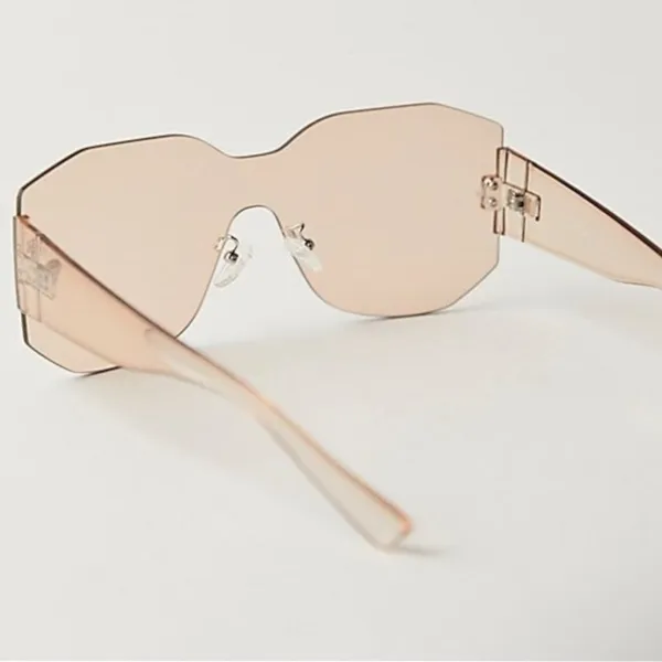 FREE PEOPLE Sidetracked Rimless Sunglasses Retro 70’s Summer Beach Neutral RARE - Image 4