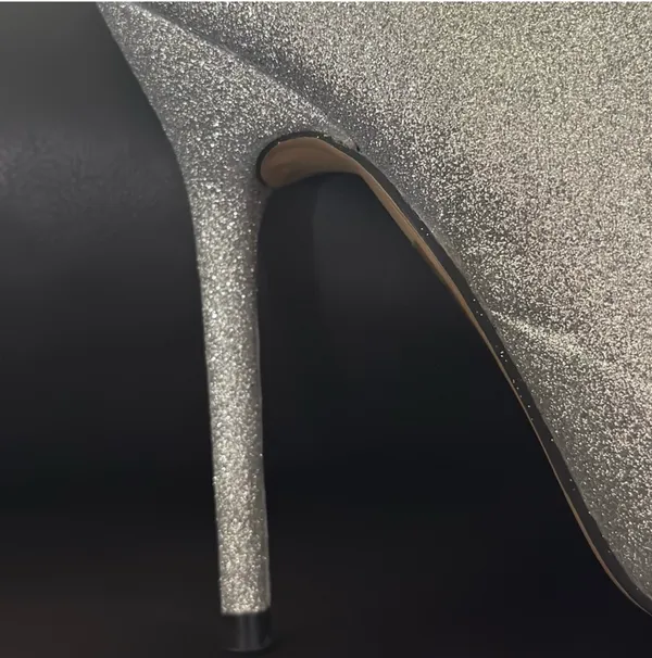 EGO DEVOTED POINTED TOE STILETTO HEEL ANKLE BOOT IN SILVER GLITTER - Image 5