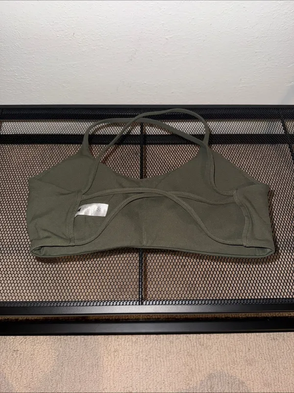 Aoxjox Olive Green Crossback Sports Bra - Image 2