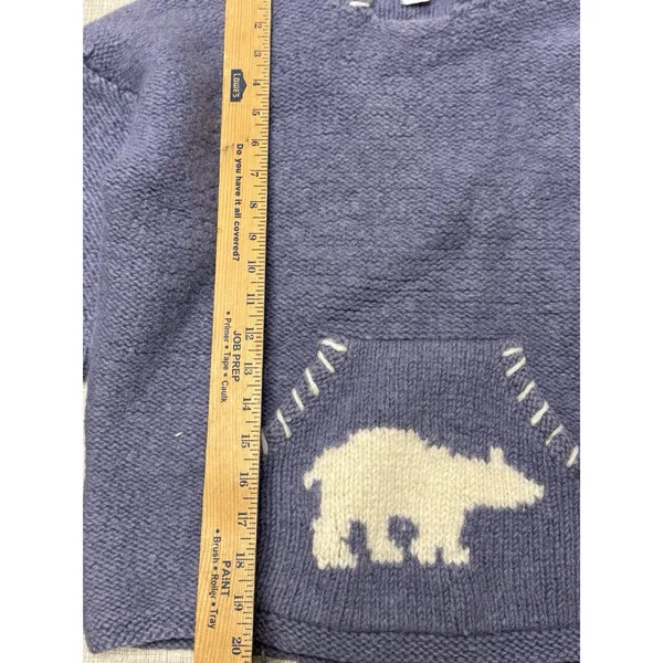 sharanel sweater Small Blue Polar Bear Hood Wool‎ Sweater - Image 6