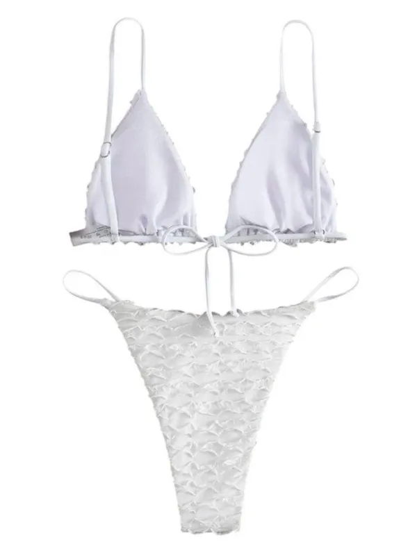 White Textured Bikini Set Medium NWOT - Image 2