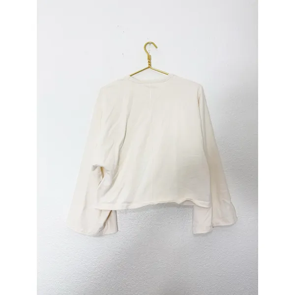 NWT Zara Cape Sleeve Cotton Shirt Size Medium Cream Beau Embroidered 4424/151 - Image 12