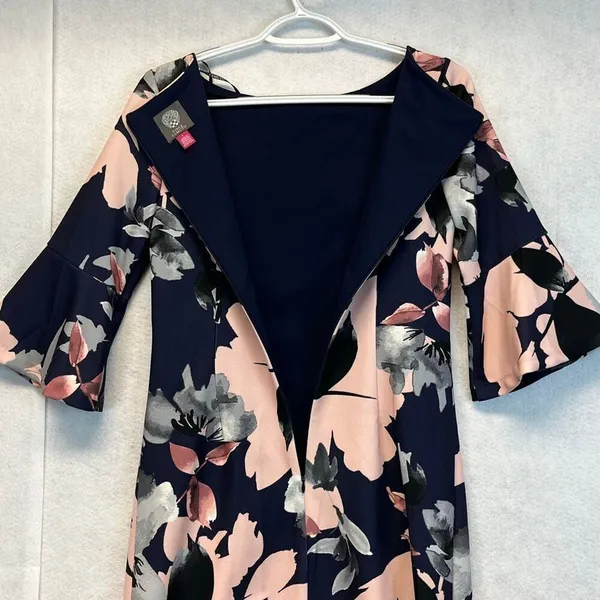 NWT VINCE CAMUTO Women’s Dress Sz 2‎ Navy Blue Floral Bell-Sleeve Shift Cocktail - Image 13