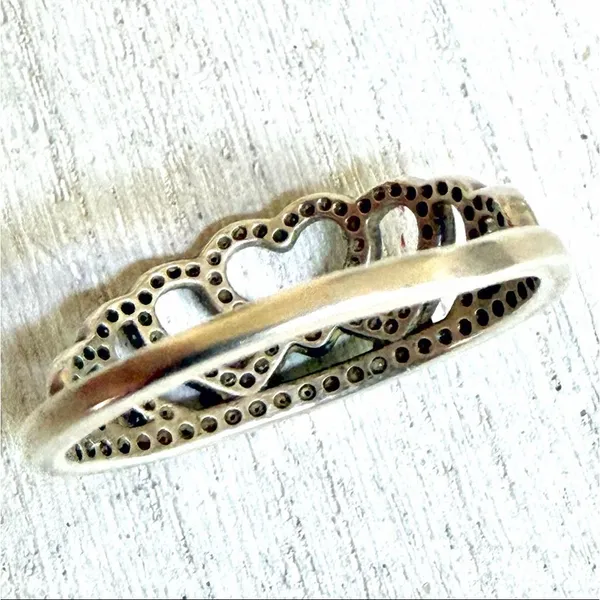 Pandora Sterling Silver Hearts Tiara Ring S925 ALE - Image 7