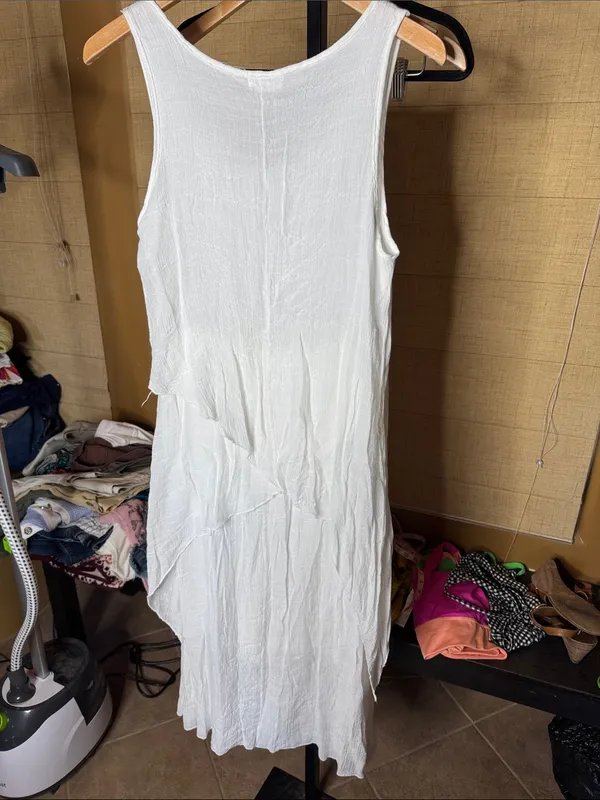 Exist White Layered Gauze Handkerchief High Low Midi Dress Size Large - Image 8