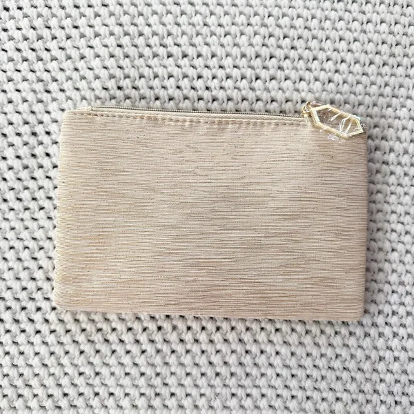Bvlgari Parfums Beauty Pouch Cream/Gold Lurex Makeup Bag Detachable Tassel NEW - Image 5