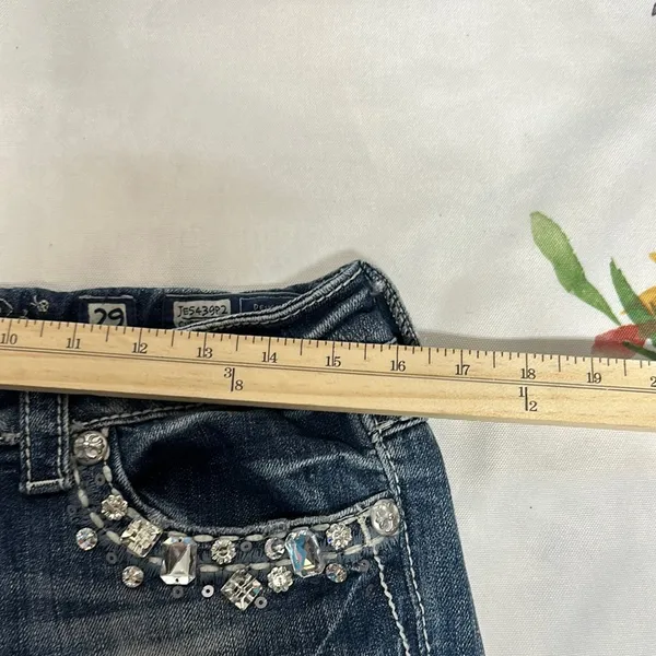 Miss Me Blue Cropped Jeans with Rhinestone Embellishments - Image 9