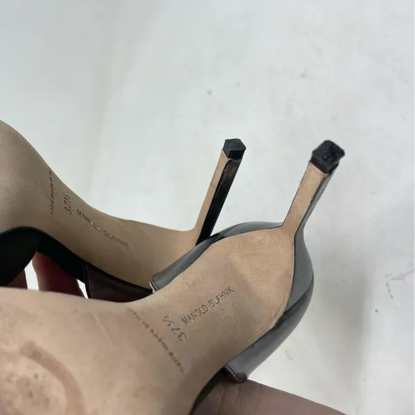 Manolo Blahnik D’orsey green suede and silver leather 2 tone heels 100mm sz 37.5 - Image 11