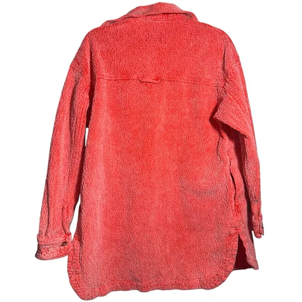 BDG‎ Serena Corduroy Faded Shirt Jacket in Neon Coral Women's Medium Shacket - Image 2