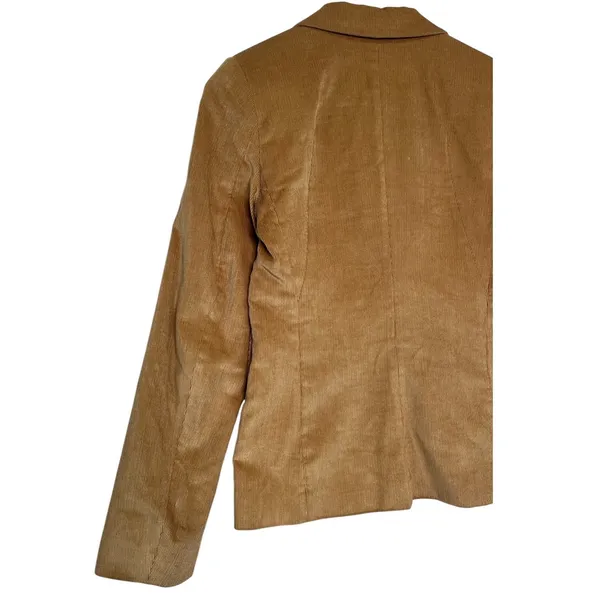 Vintage Banana Republic Blazer Womens 0 Brown Camel Corduroy Career Preppy Y2K - Image 9