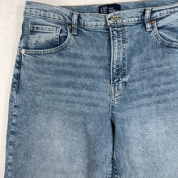 Gap 16 33 Wide Leg Jeans Light Wash High Rise Cropped Denim Casual 5-Pocket - Image 7