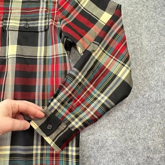 Lauren‎ Ralph Lauren Women's Wool Plaid Button Down Shirt Red Black LRL Logo - Image 8