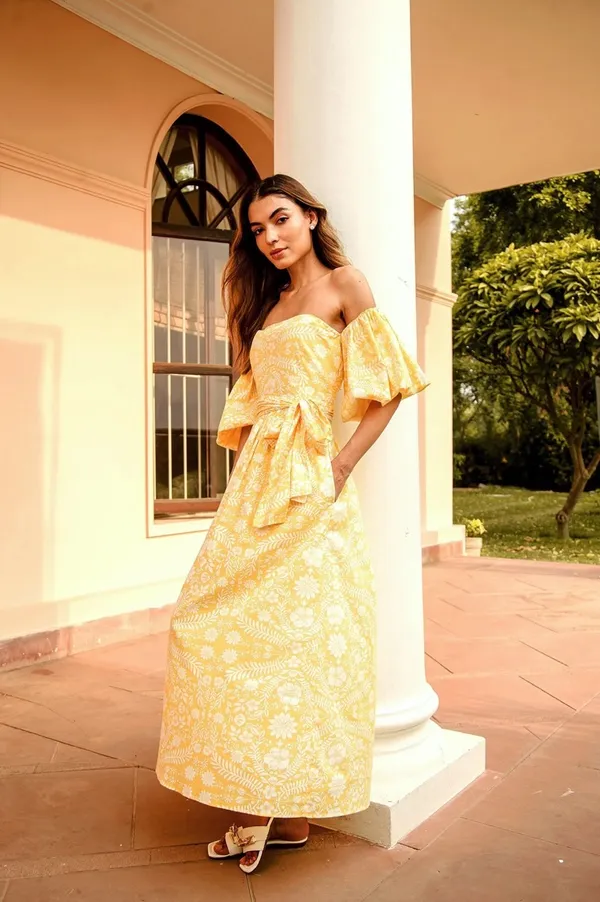 Beyond by Vera Yellow Floral Maxi Dress - Image 3