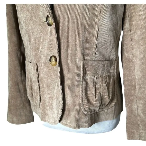Kim Rogers Dark Academia Faux Suede Corduroy Blazer Jacket Two Button Pleated Pocket 10P - Image 9