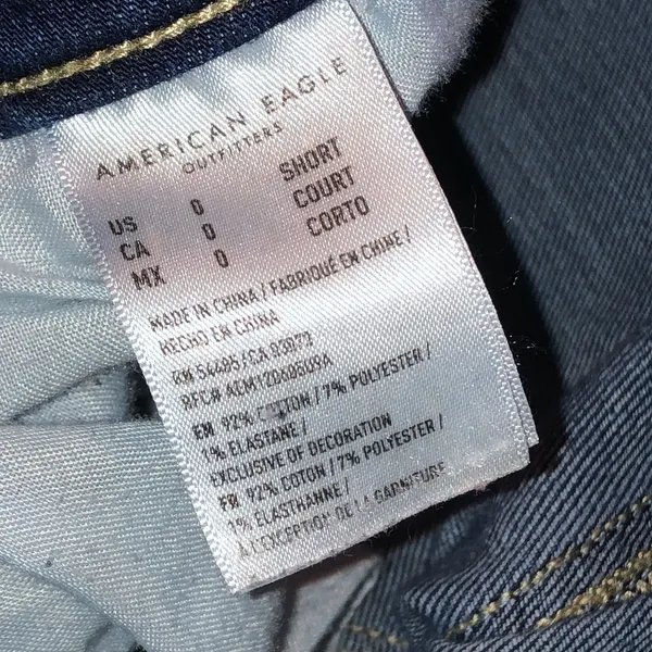 Size 0 Short American Eagle Stretchy Blue Distressed Skinny Jeans - Image 7