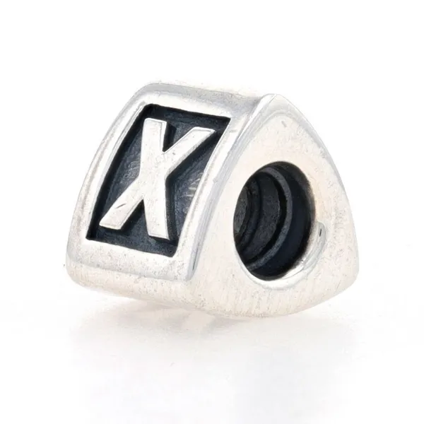 Pandora Silver Alpha Letter "X" Block Initial Authentic Charm - Image 2
