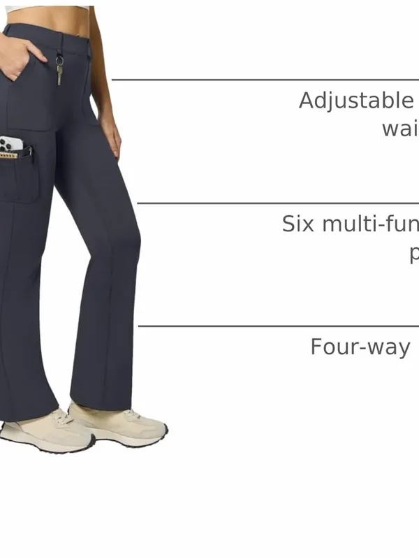 Women's Dark Gray Utility yoga Pants with Side Cargo Pockets - Image 4