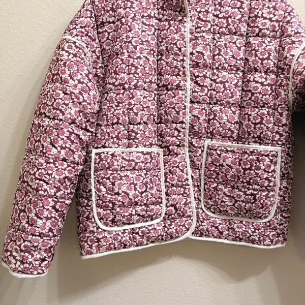 Quilted Rain‎ Puffer Jacket Womens Small Cropped Dainty Floral Spring Bloomcore - Image 6